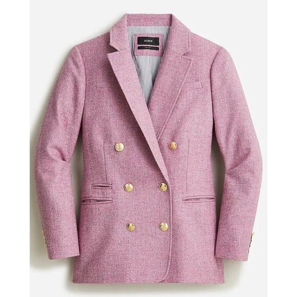 J.Crew Bristol Double-Breasted Blazer Moon Wool Lavender Herringbone Size 00 - Picture 1 of 7